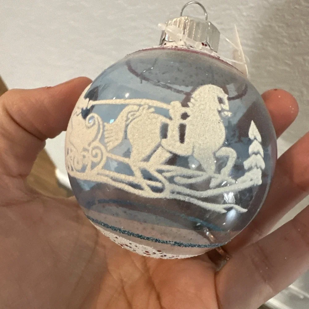 Christopher Radko Winter Sleigh Stencil Glass Shiny Brite Christmas Ornament